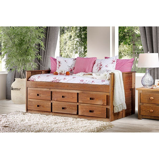 Furniture of America Lia AM-BK602-BED-SLAT Twin Captain Bed IMAGE 1